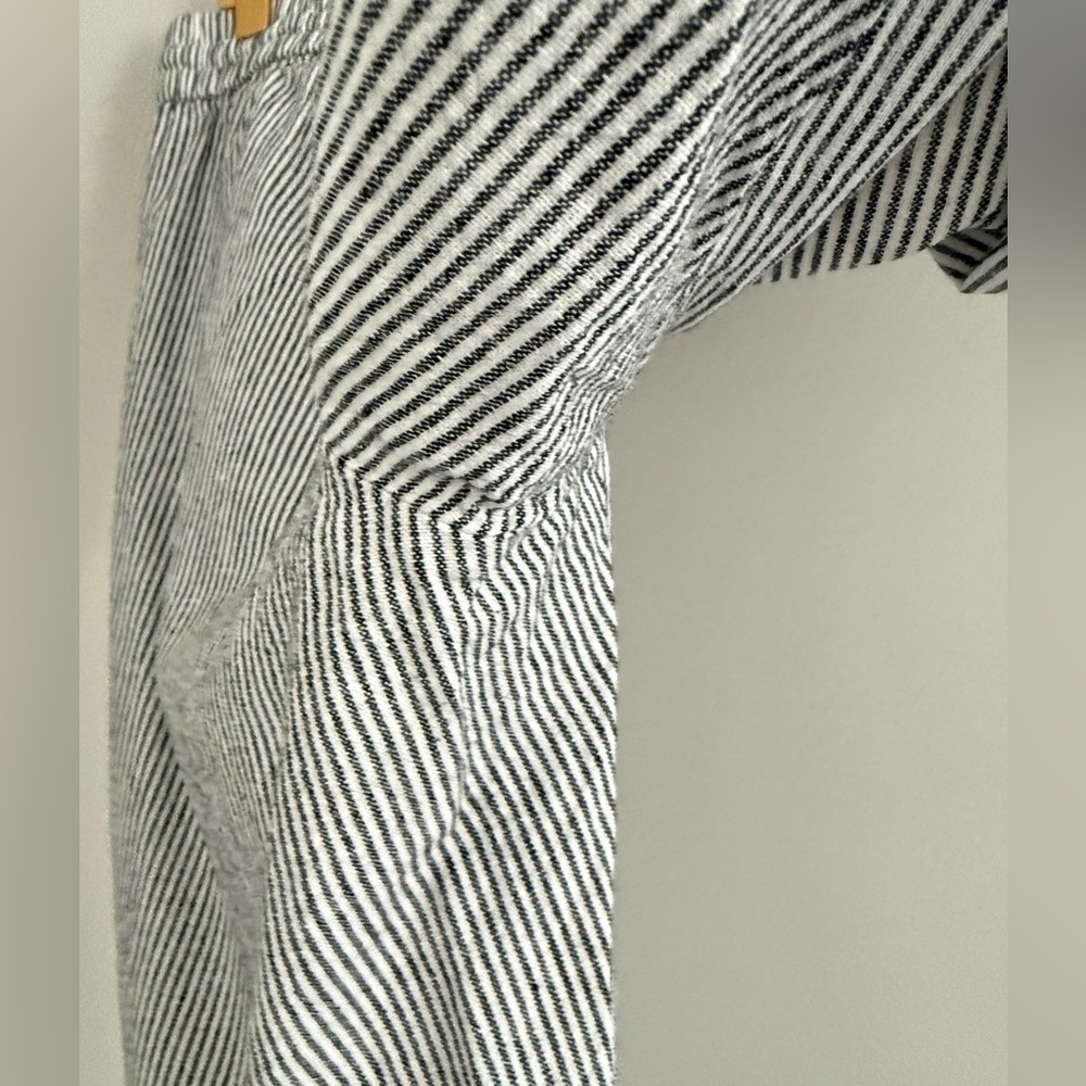 J Crew Striped Linen Cotton Blend Drawstring Pant in Black and White 10 - Picture 9 of 13
